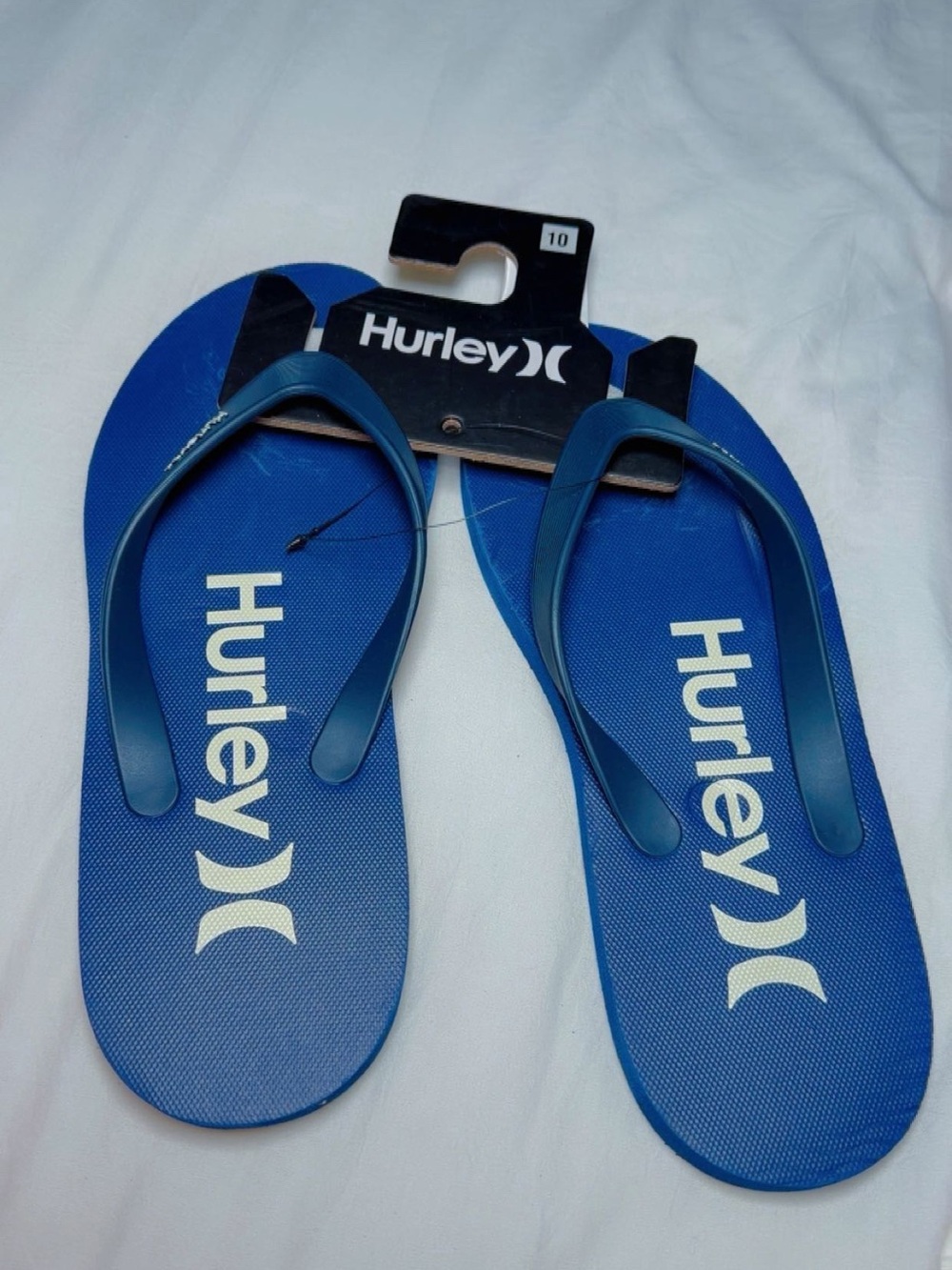 Hurley Blue and White Logo Thong Sandals